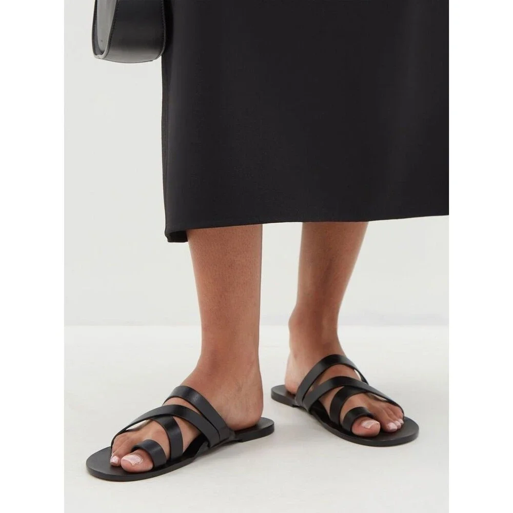 The Row City Kris Toe Ring Gladiator Sandals Womens EU 36 Black Leather - Picture 7 of 16